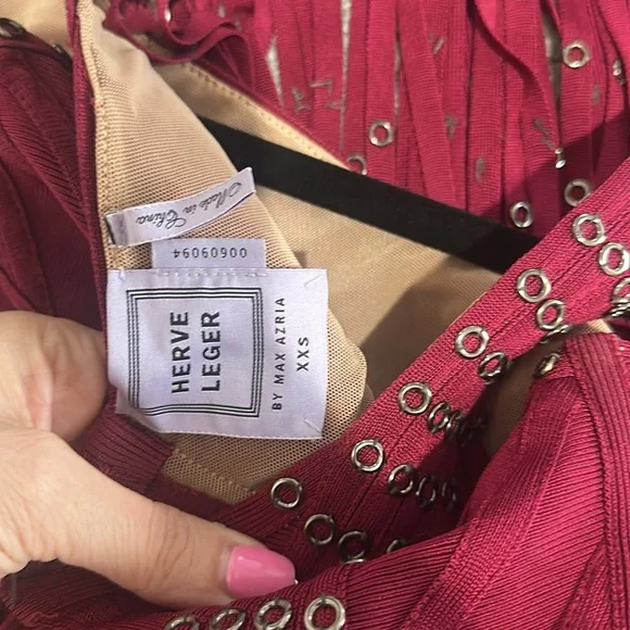 Burgundy Studded Fringe Herve Ledger Dress - Picture 12 of 12